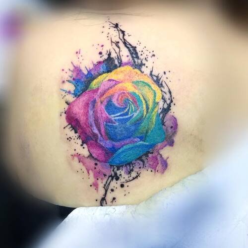 Rainbow Rose Tattoo 11