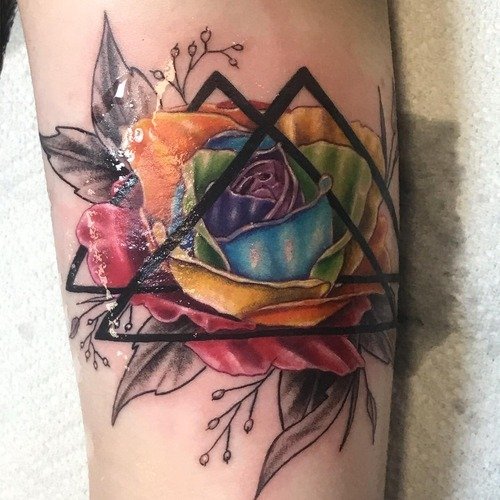 Rainbow Rose Tattoo 13