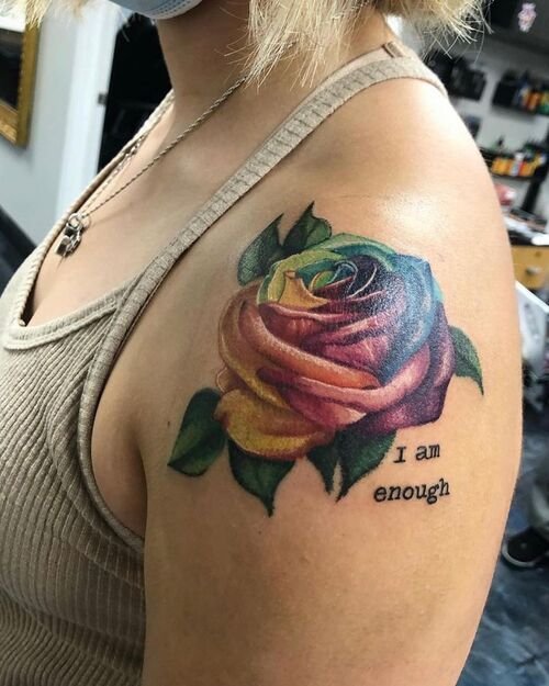 Rainbow Rose Tattoo 15
