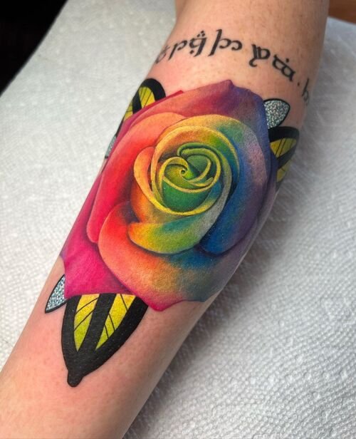 Rainbow Rose Tattoo 21