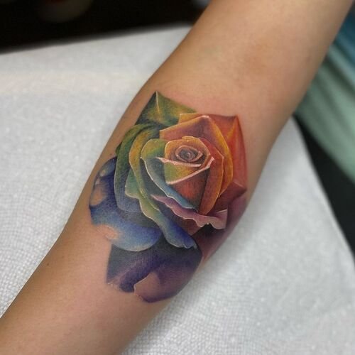 Rainbow Rose Tattoo 3
