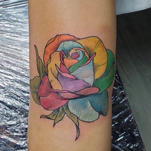 Rainbow Rose Tattoo 5