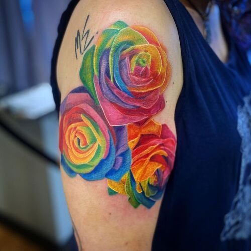 Rainbow Rose Tattoo 7