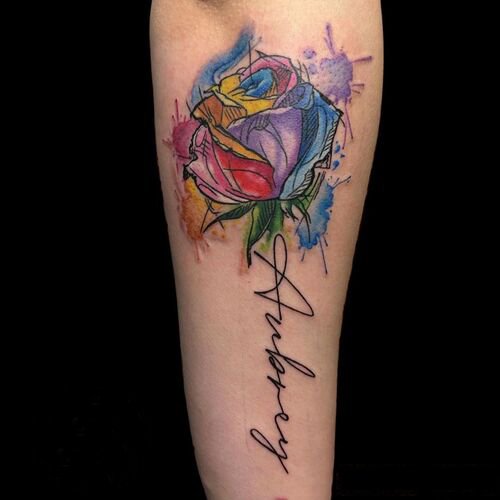 Rainbow Rose Tattoo 9
