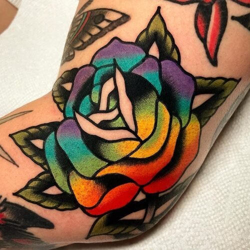 Rainbow Rose Tattoo 1